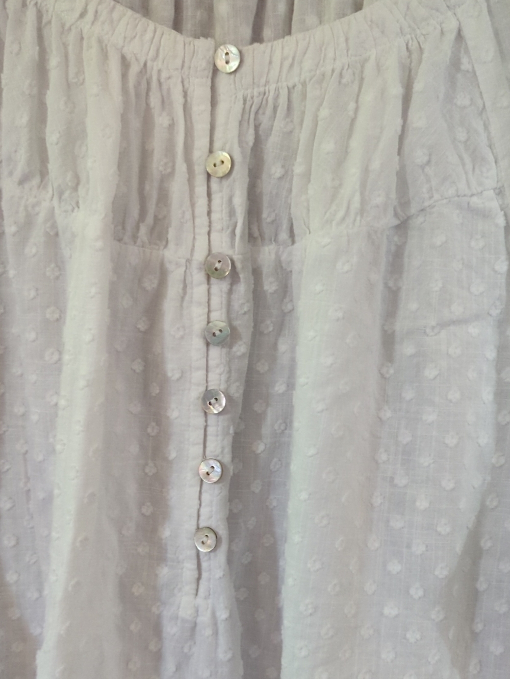 LOFT White Swiss Dot Henley Peasant Top - Picture 3 of 4